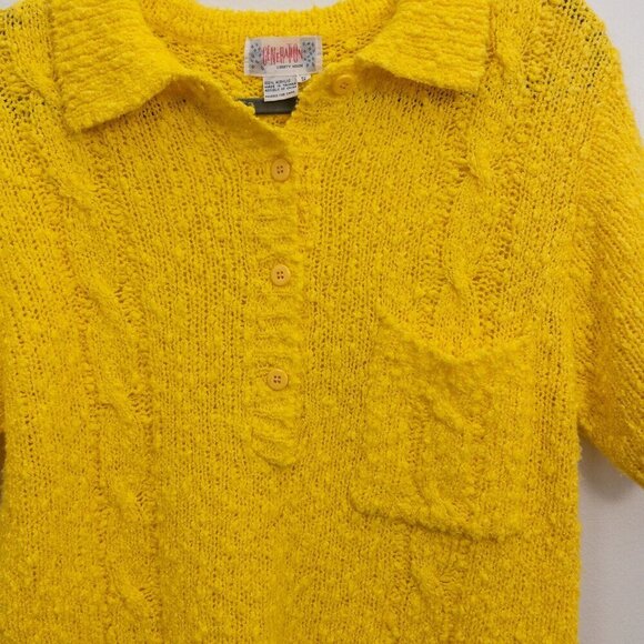 Vintage 90s Generation Liberty House Yellow Knit Button-Up – Size S - Picture 3 of 4